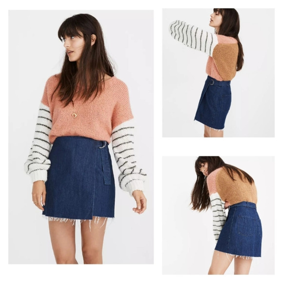 Madewell Raw-Hem Mini Wrap Skirt - Picture 1 of 9